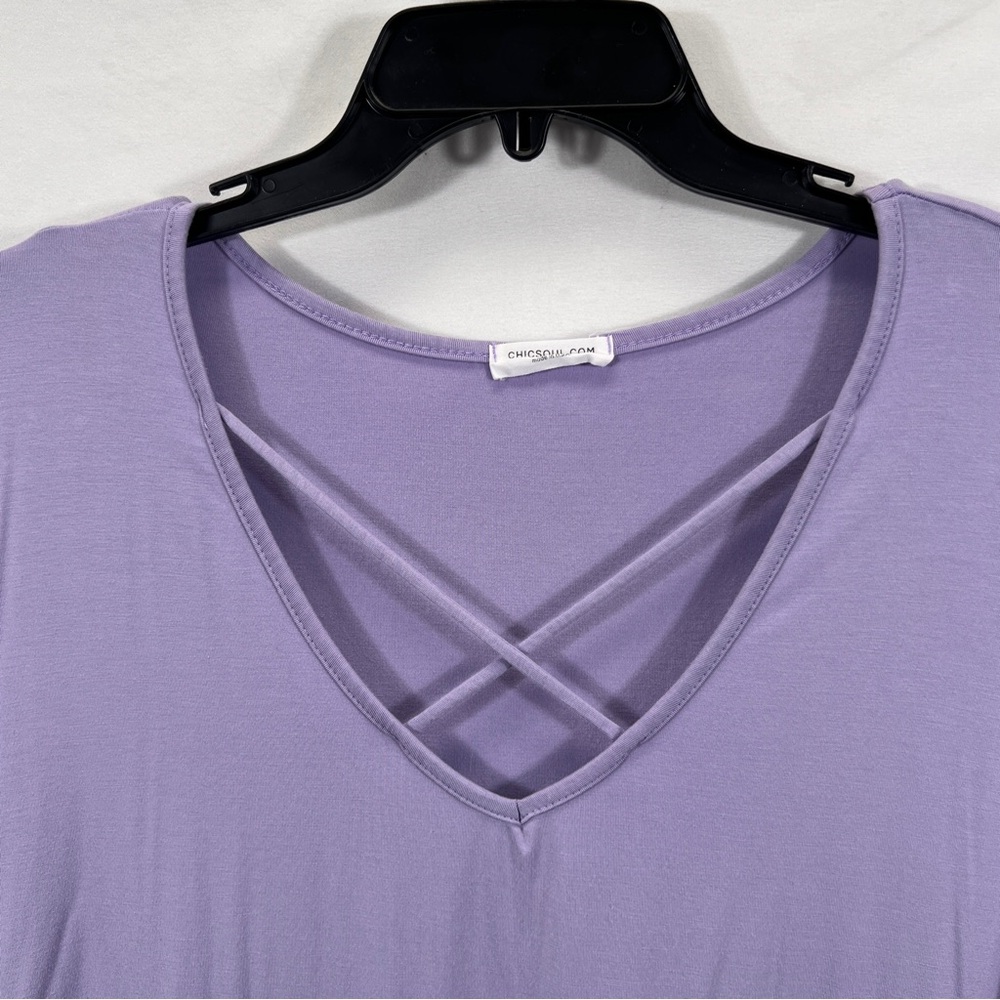 Chic Soul Lavender Crisscross V-Neck Plus Size Blouse 0897 - Picture 2 of 9